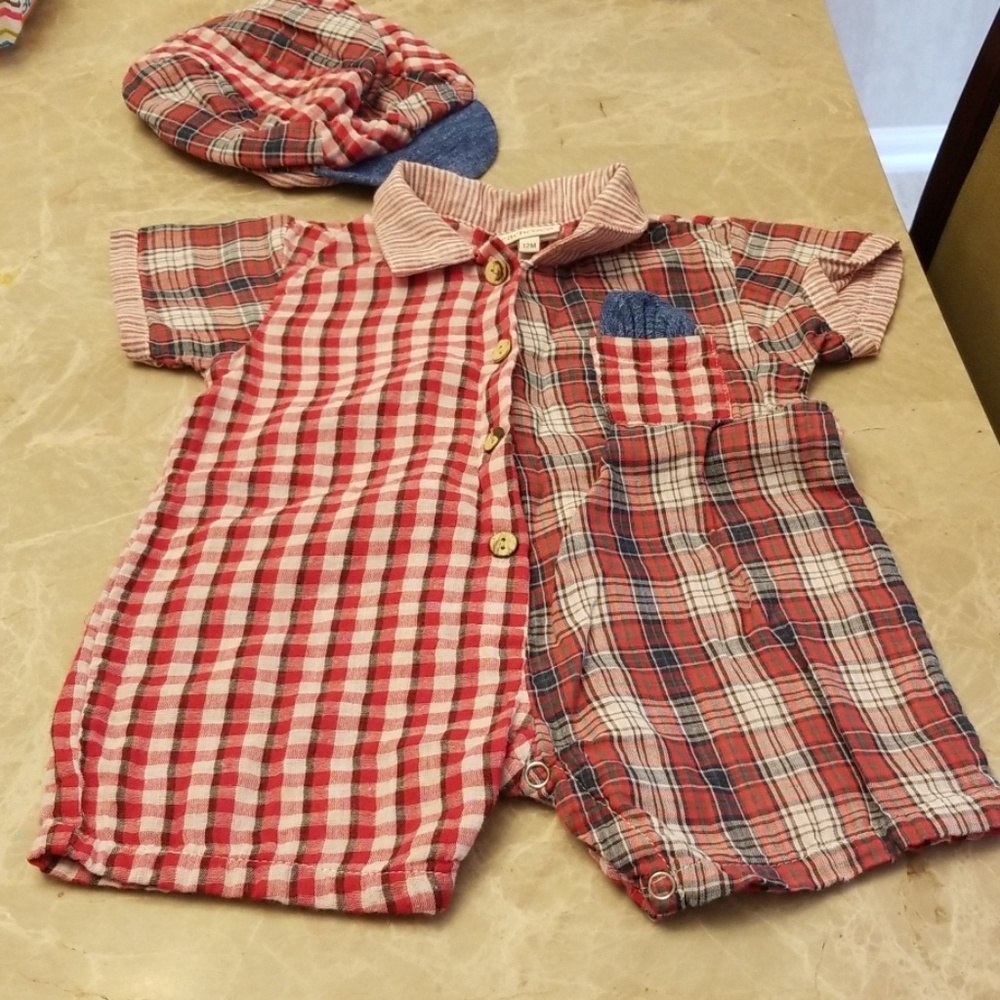 Plaid Romper and Hat
